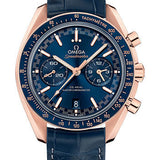 Omega Speedmaster Racing Master Chronograph 44.25mm Sedna Gold Sun-Brushed Blue Dial Leather Strap – 329.53.44.51.03.001