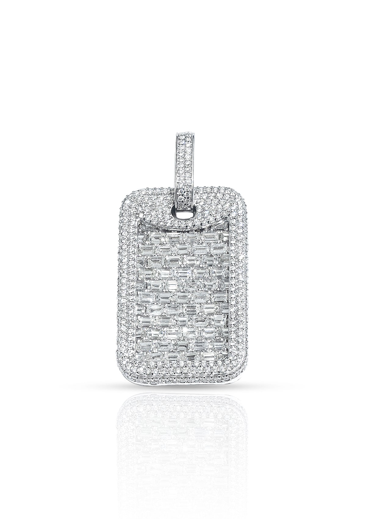 Emerald Cut Dog Tag, 14K White Gold 3.79ct
