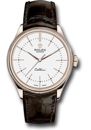 Rolex Cellini Time 39mm White Dial Brown Strap – 50505
