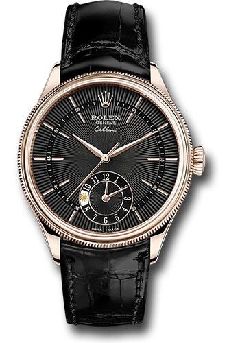 Rolex Cellini Dual Time 39mm Black Dial Everose Gold – 50525