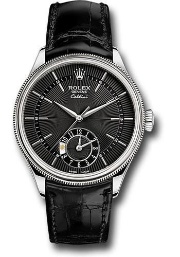 Rolex Cellini Dual Time 39mm Black Dial White Gold – 50529