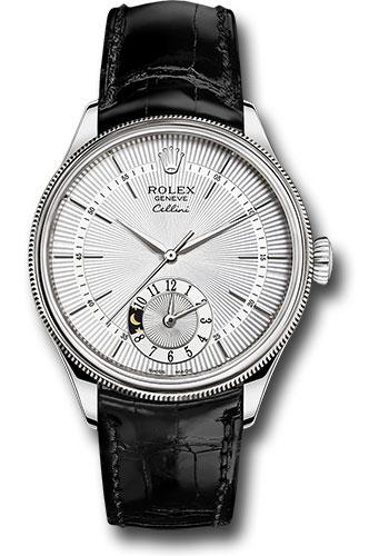 Rolex Cellini Dual Time 39mm Silver Dial White Gold – 50529