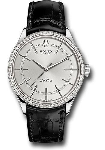 Rolex Cellini Time 39mm Rhodium Dial Diamond Bezel – 50709RBR