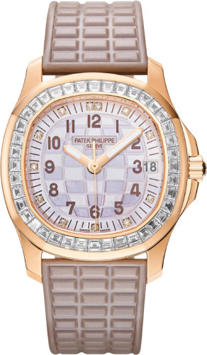 Patek Philippe Aquanaut Luce Haute Joaillerie 36mm Rose Gold Mother-of-Pearl Dial Diamond Bezel Rubber Strap – 5072R-001