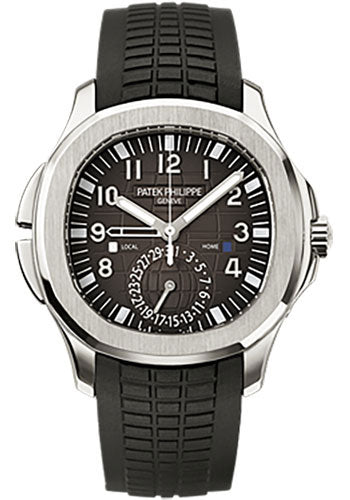 Patek Philippe Aquanaut Dual Time Stainless Steel Black Embossed Dial Tropical Composite Strap – 5164A-001