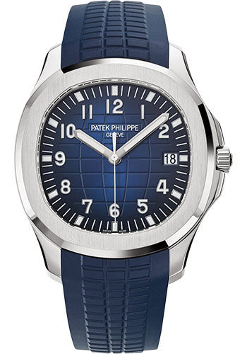 Patek Philippe Aquanaut White Gold Night Blue Embossed Dial Tropical Composite Strap – 5168G-001