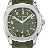 Patek Philippe Aquanaut 42.2mm White Gold Khaki Green Embossed Dial Composite Strap – 5168G-010