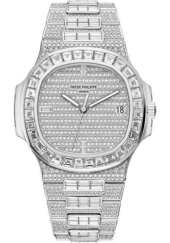 Patek Philippe Nautilus 40mm White Gold Diamond-Set Dial Baguette Diamond Bracelet – 5719/10G-010