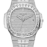 Patek Philippe Nautilus 40mm White Gold Diamond-Set Dial Baguette Diamond Bracelet – 5719/10G-010