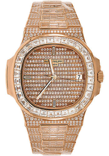 Patek Philippe Nautilus 40mm Rose Gold Diamond-Paved Case Dial and Bracelet – 5719/10R-010