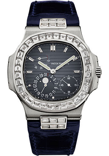Patek Philippe Nautilus 40mm White Gold Black Dial Leather Strap – 5724G-001