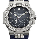 Patek Philippe Nautilus 40mm White Gold Black Dial Leather Strap – 5724G-001