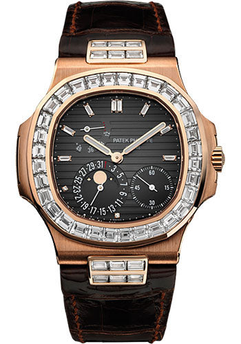 Patek Philippe Nautilus 40mm Rose Gold Black Dial Leather Strap – 5724R-001