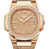 Patek Philippe Nautilus 32mm Rose Gold Golden Dial Alligator Strap – 7010R-012