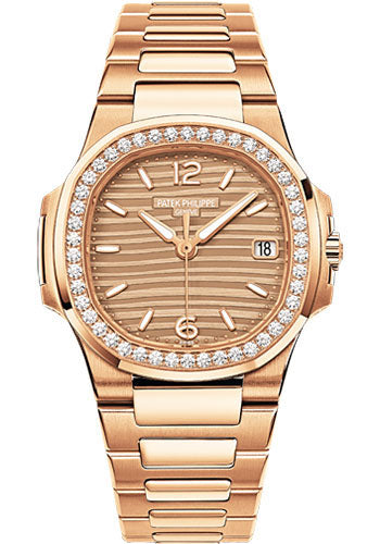 Patek Philippe Nautilus 32mm Rose Gold Golden Dial Rose Gold Bracelet – 7010/1R-012