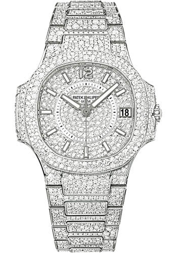 Patek Philippe Nautilus 33.6mm White Gold Diamond-Paved Dial Diamond Bracelet – 7021/1G-001