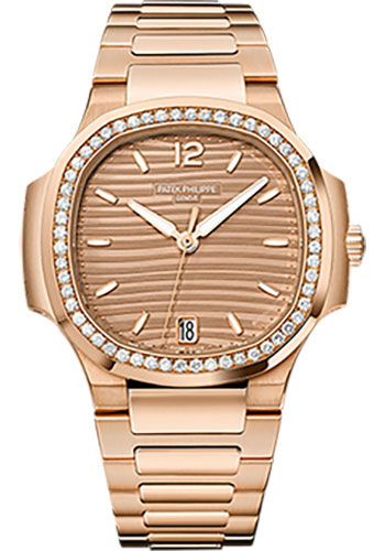Patek Philippe Nautilus 35.2mm Rose Gold Golden Brown Opaline Dial 56-Diamond Bezel – 7118/1200R-010