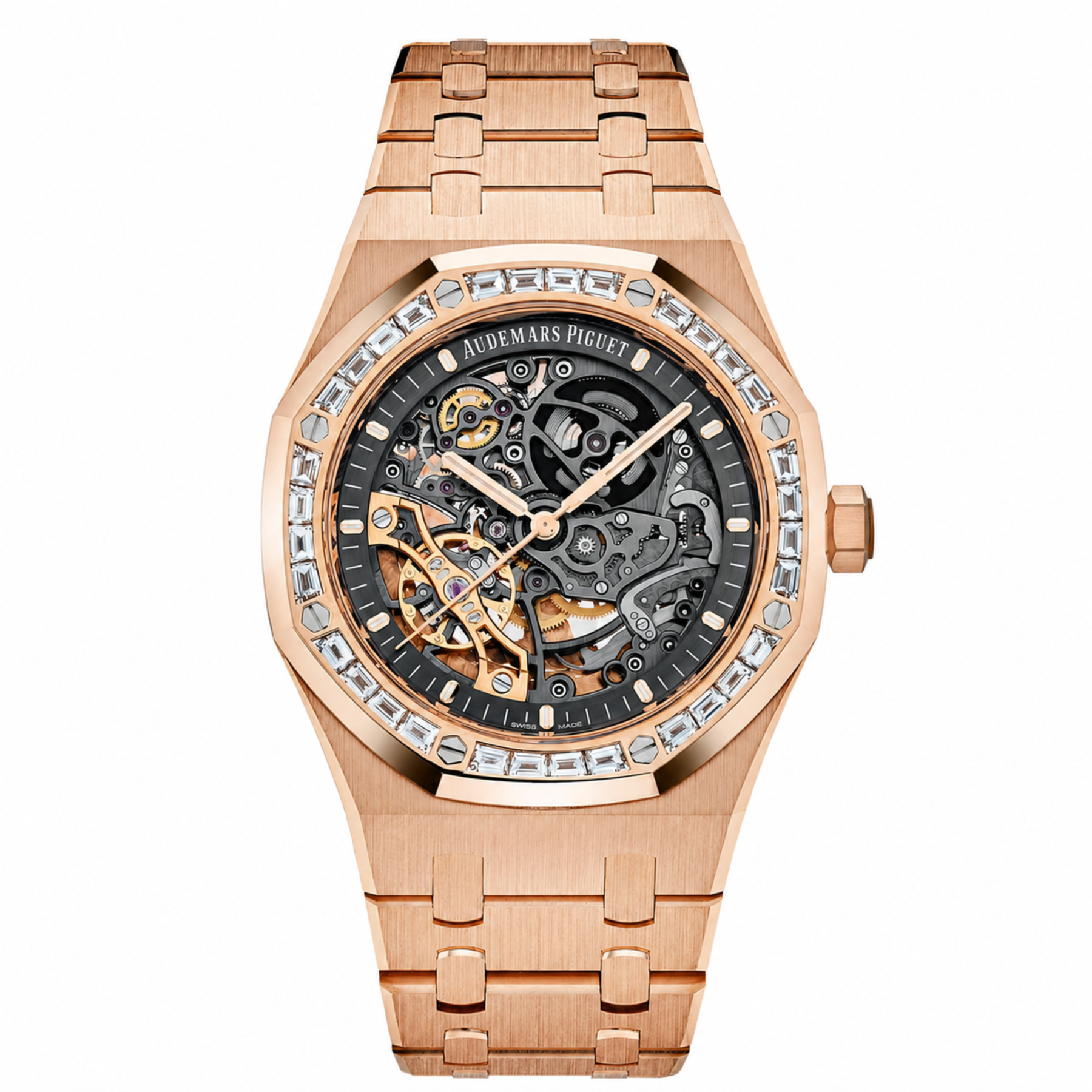 Audemars Piguet Royal Oak 15412OR.ZZ.1220OR.01 Double Balance Wheel Openworked Rose Gold Baguette Bezel (2021)