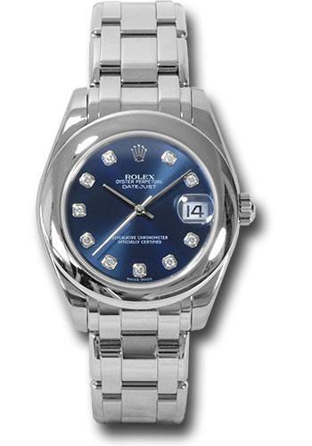 Rolex Pearlmaster 34 White Gold Blue Diamond Dial Domed Bezel – 81209BD