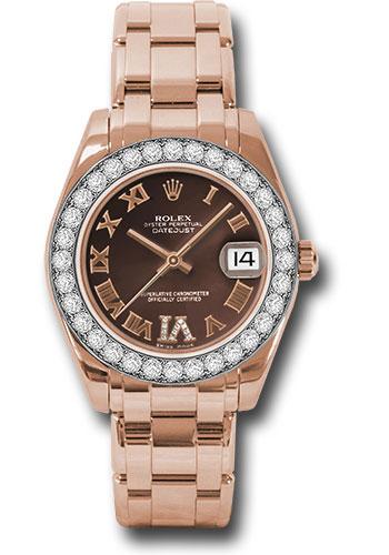 Rolex Pearlmaster 34 Everose Gold Chocolate Roman Dial 32-Diamond Bezel Pearlmaster Bracelet – 81285CHODRP
