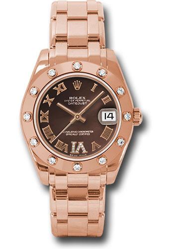 Rolex Pearlmaster 34 Everose Gold Chocolate Roman Dial 12-Diamond Bezel Pearlmaster Bracelet – 81315CHODR