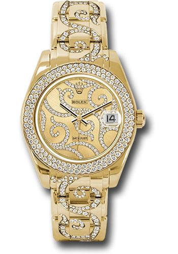 Rolex Pearlmaster 34 Yellow Gold Champagne Arabesque Diamond Dial Pearlmaster Bracelet – 81338ARABESQUE