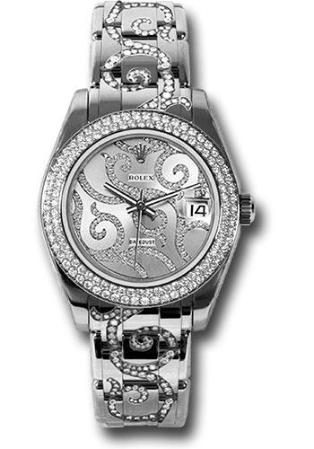 Rolex Pearlmaster 34 White Gold Rhodium Arabesque Diamond Dial 116-Diamond Bezel – 81339ARABESQUE
