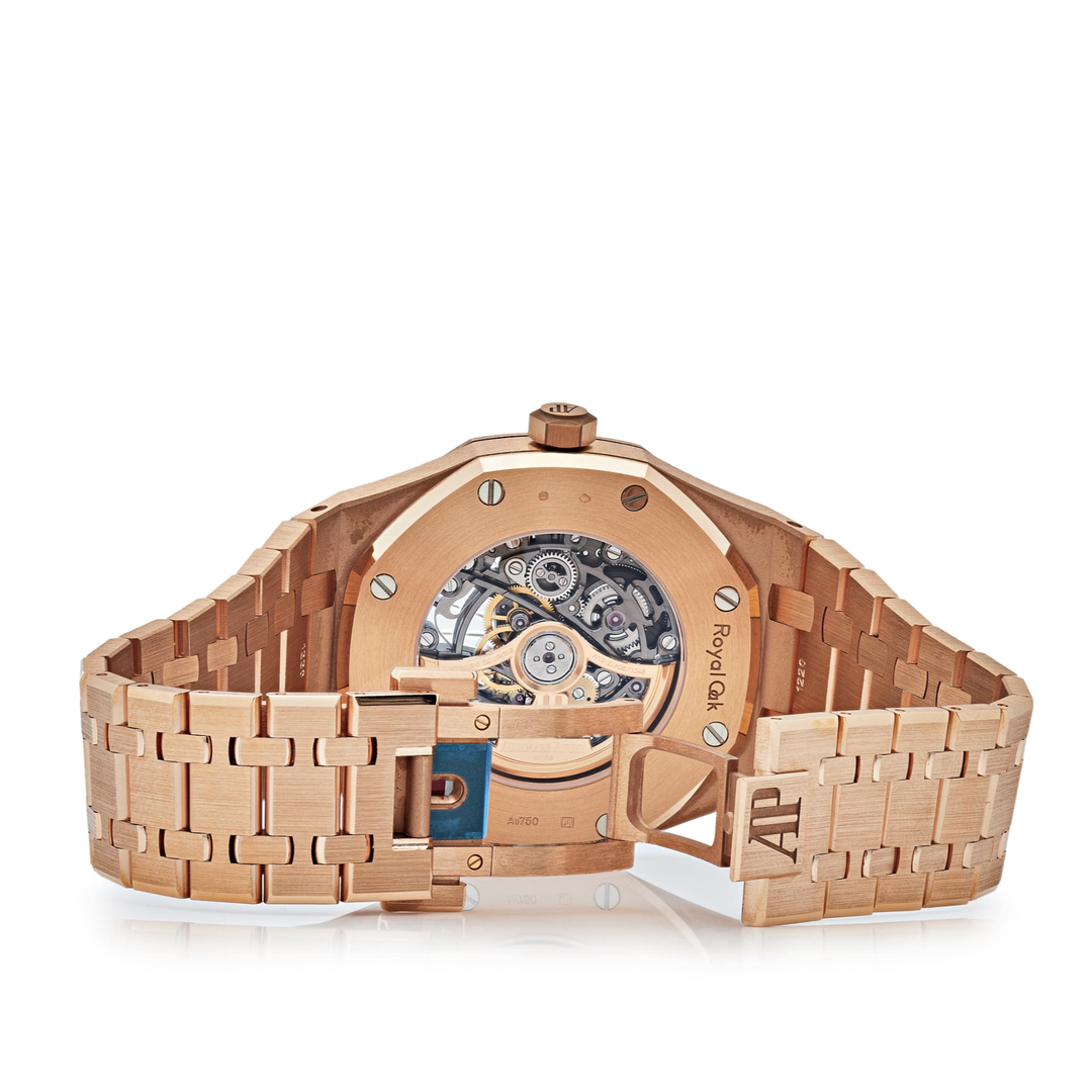 Audemars Piguet Royal Oak 15412OR.ZZ.1220OR.01 Double Balance Wheel Openworked Rose Gold Baguette Bezel (2021) view 2