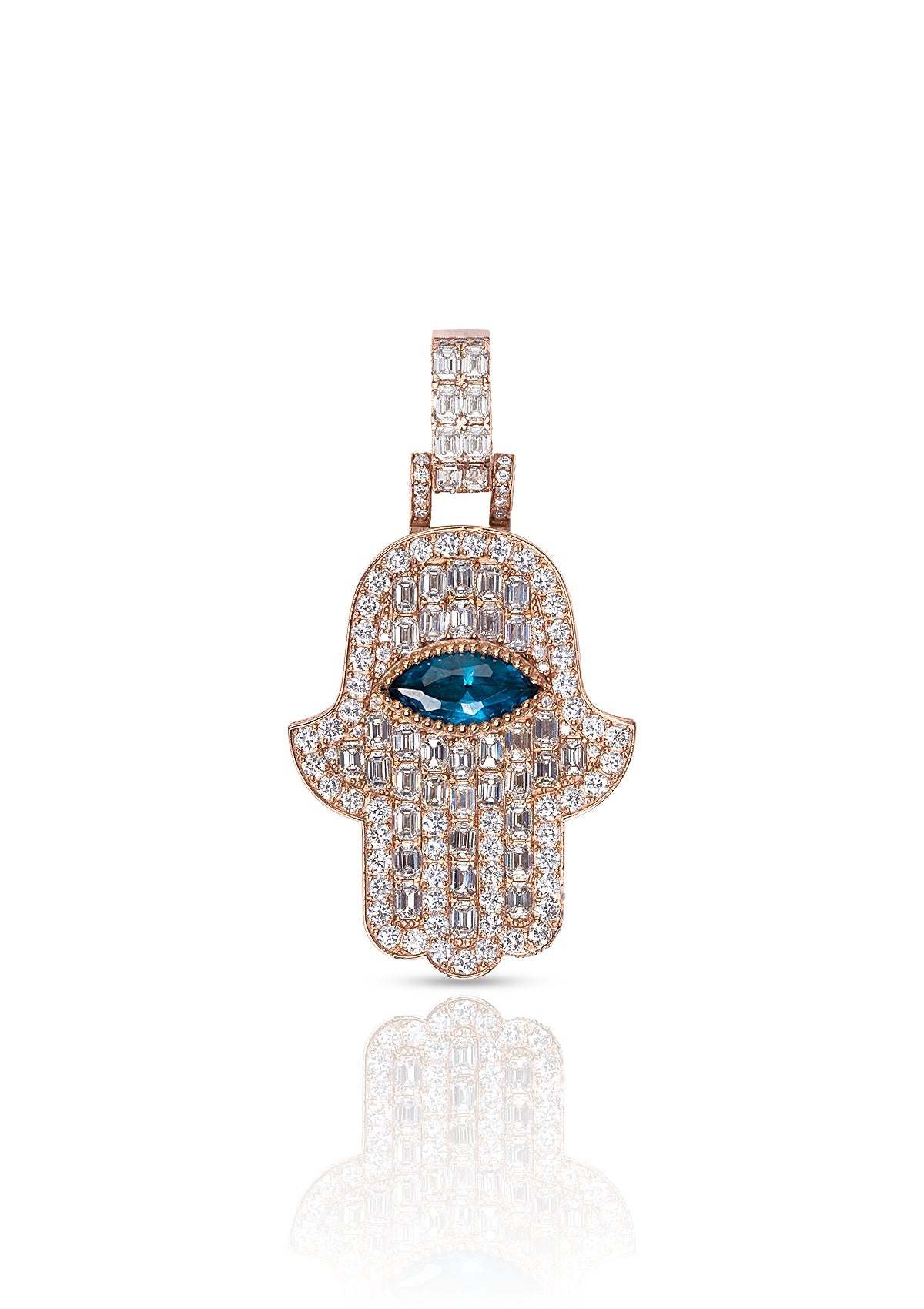 Diamond Hamsa Pendant, 14K Rose Gold 8.50ct (1 of 2)