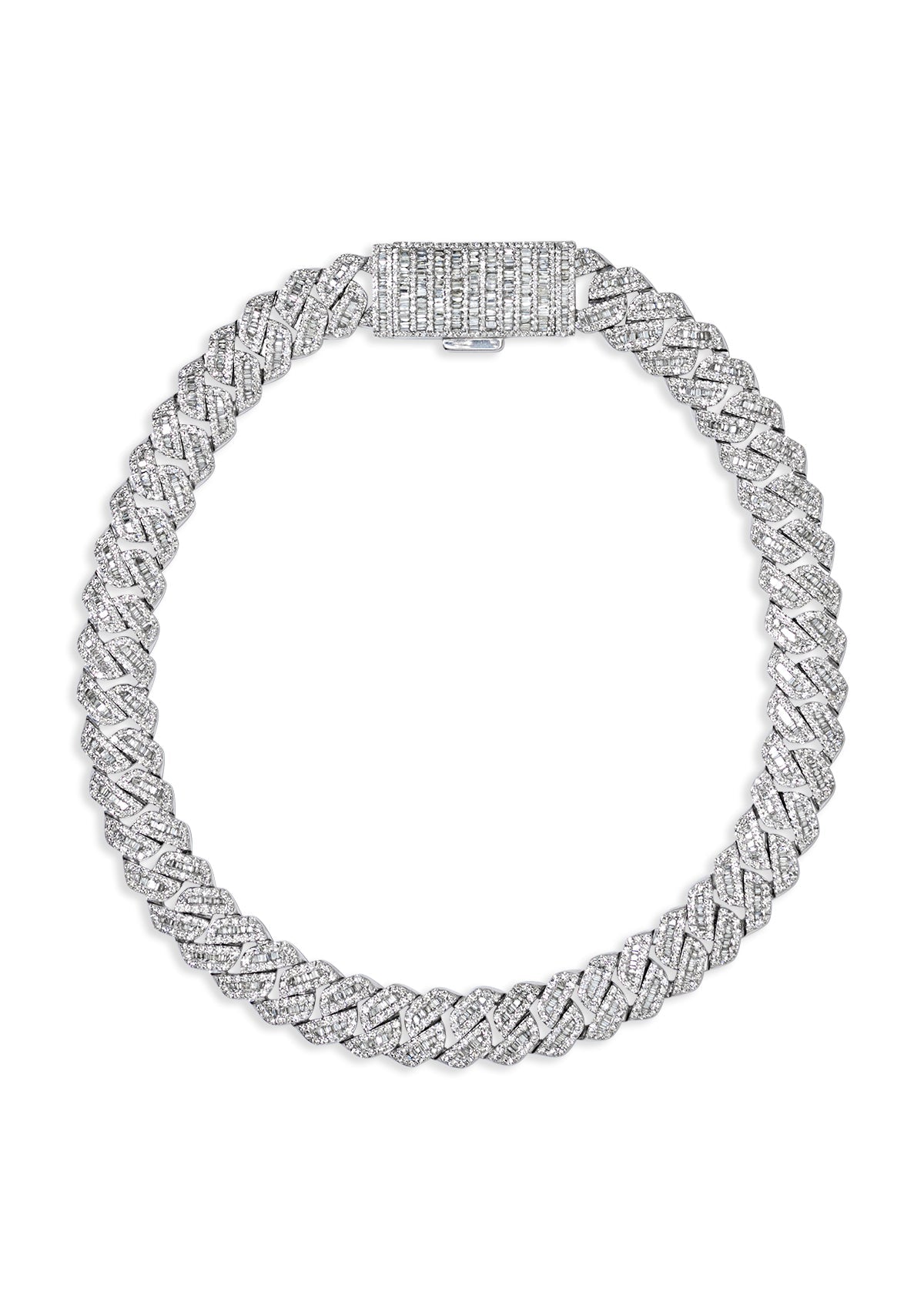 Diamond Cuban Chain, 14K White Gold 32.00ct