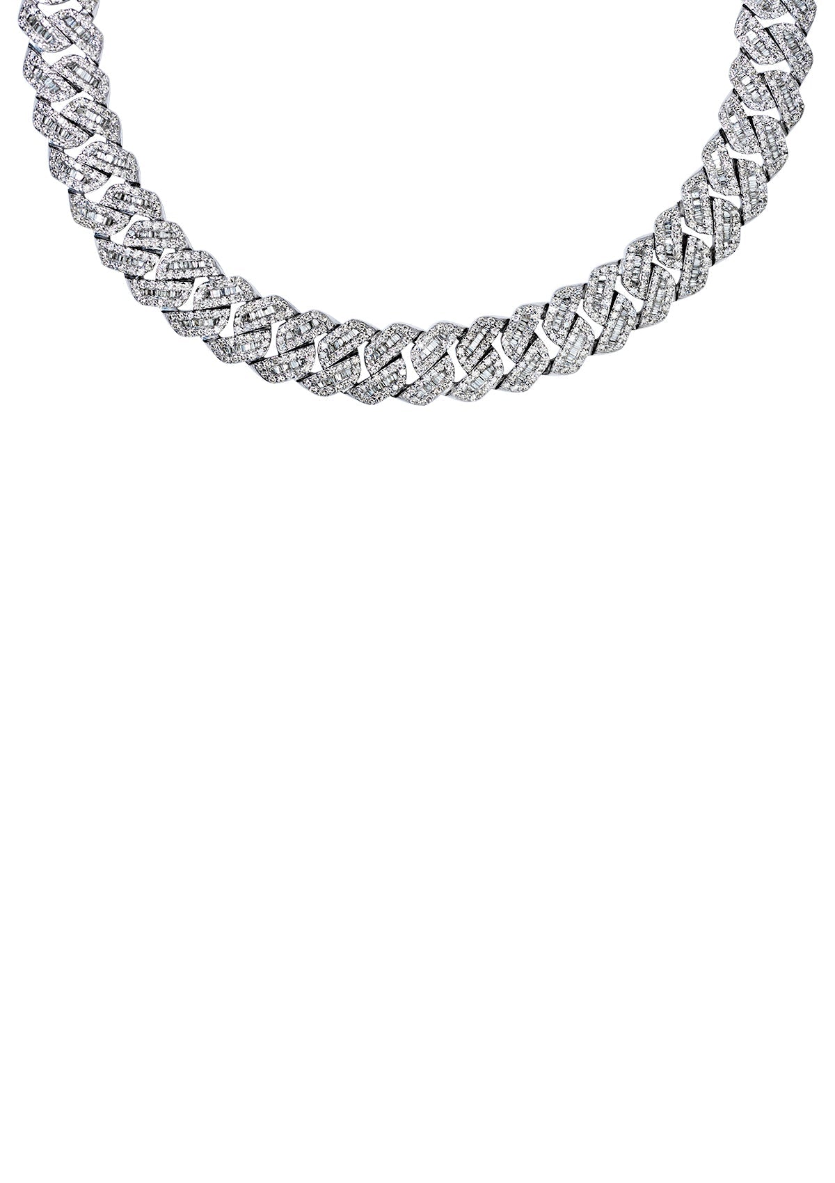 Diamond Cuban Chain, 14K White Gold 32.00ct view 3