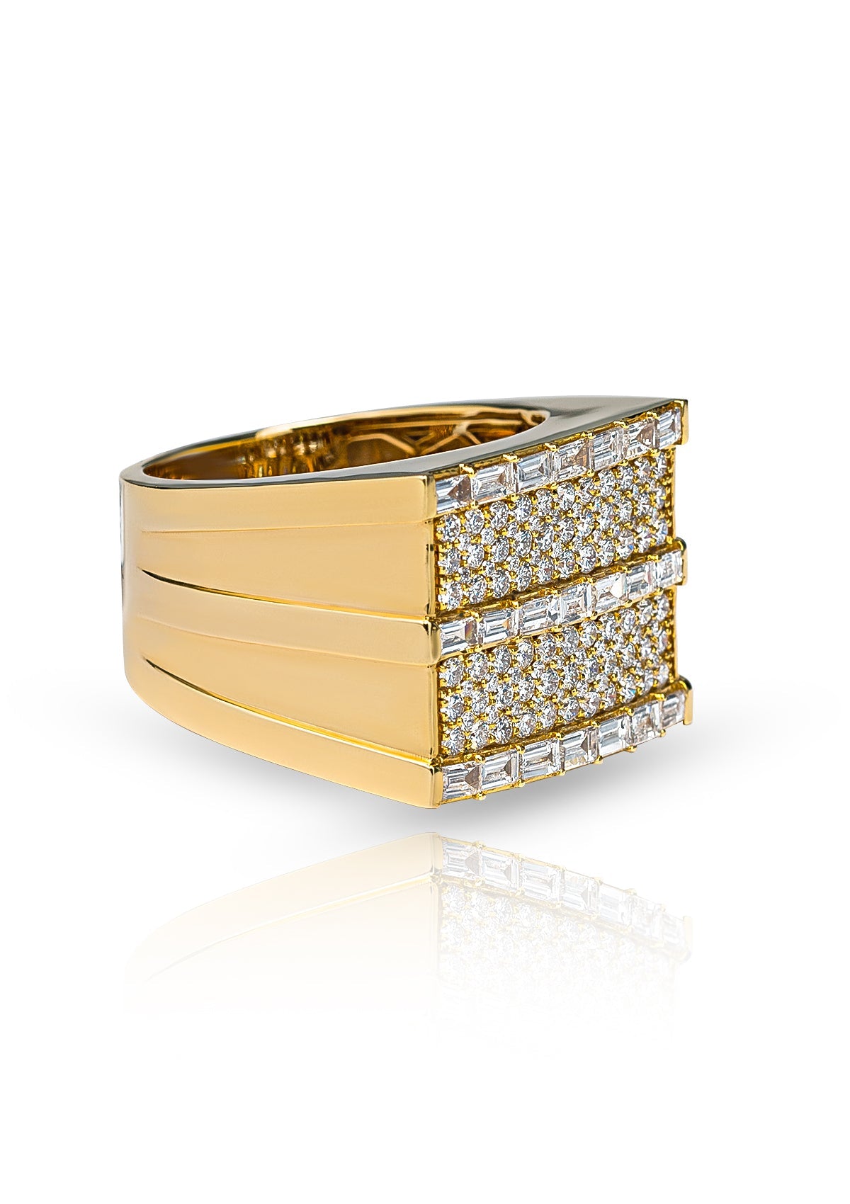 Diamond Baguette Ring, 14K Yellow Gold 2.68ct view 2