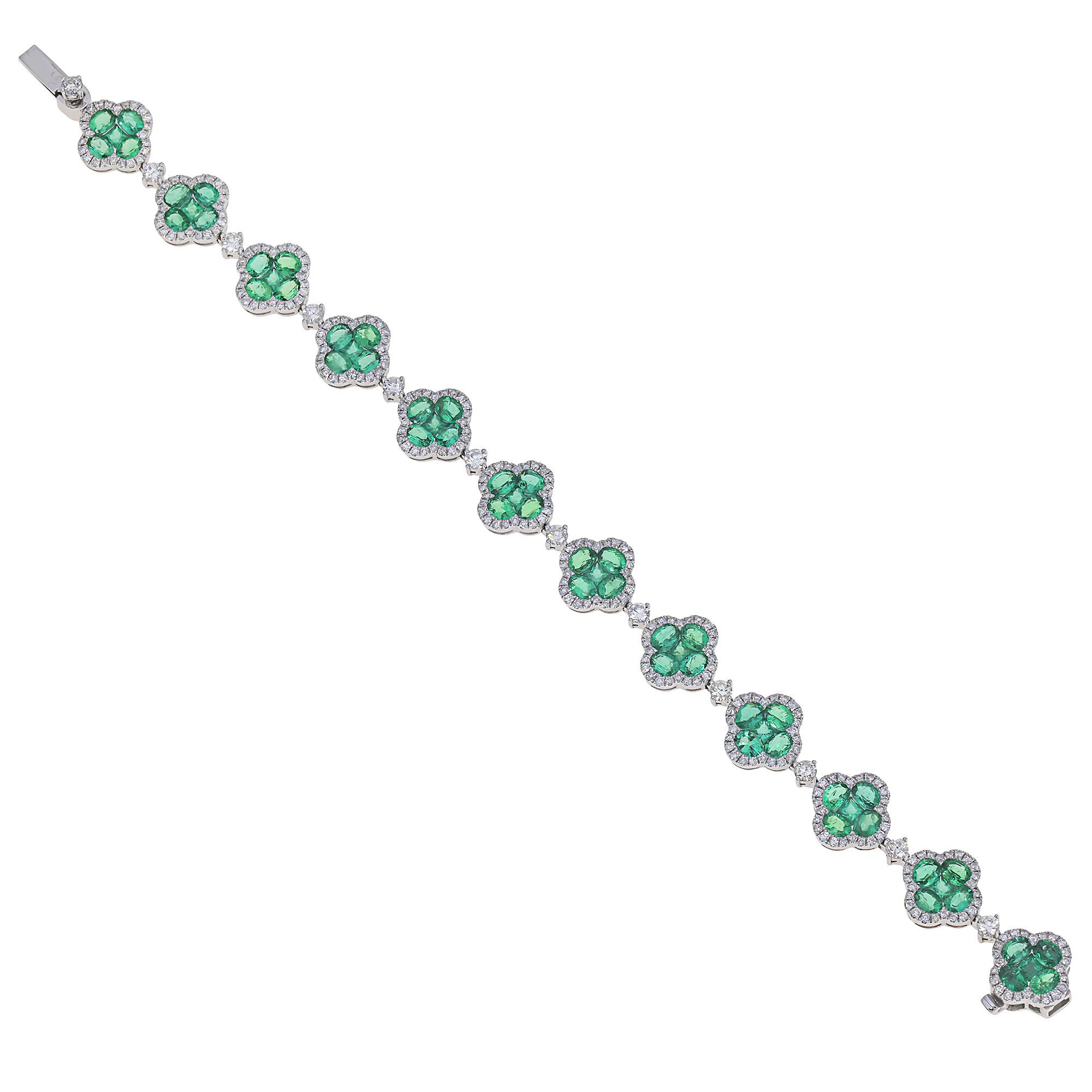 Diamond Clover Bracelet, 14K White Gold (1 of 3) view 2