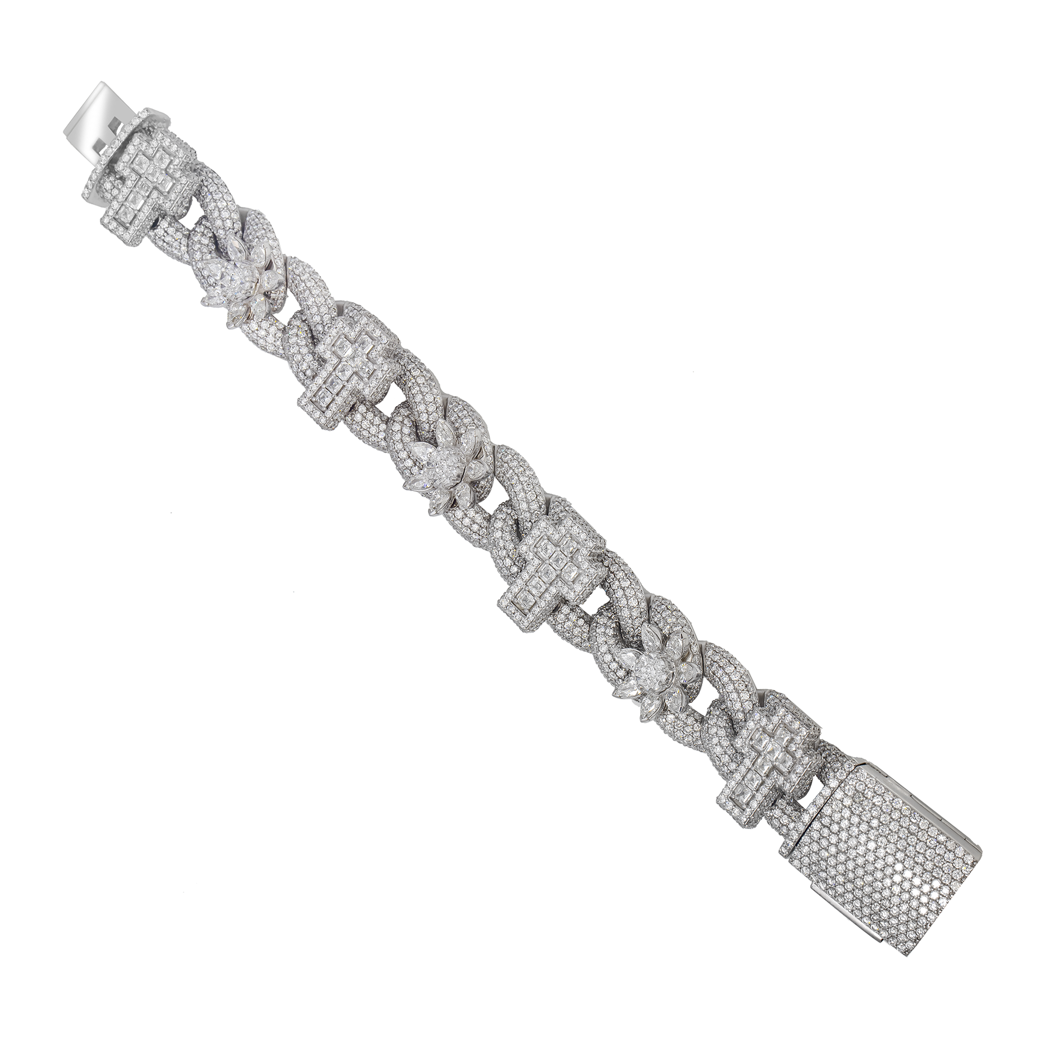 Diamond Flower Cross Bracelet view 2