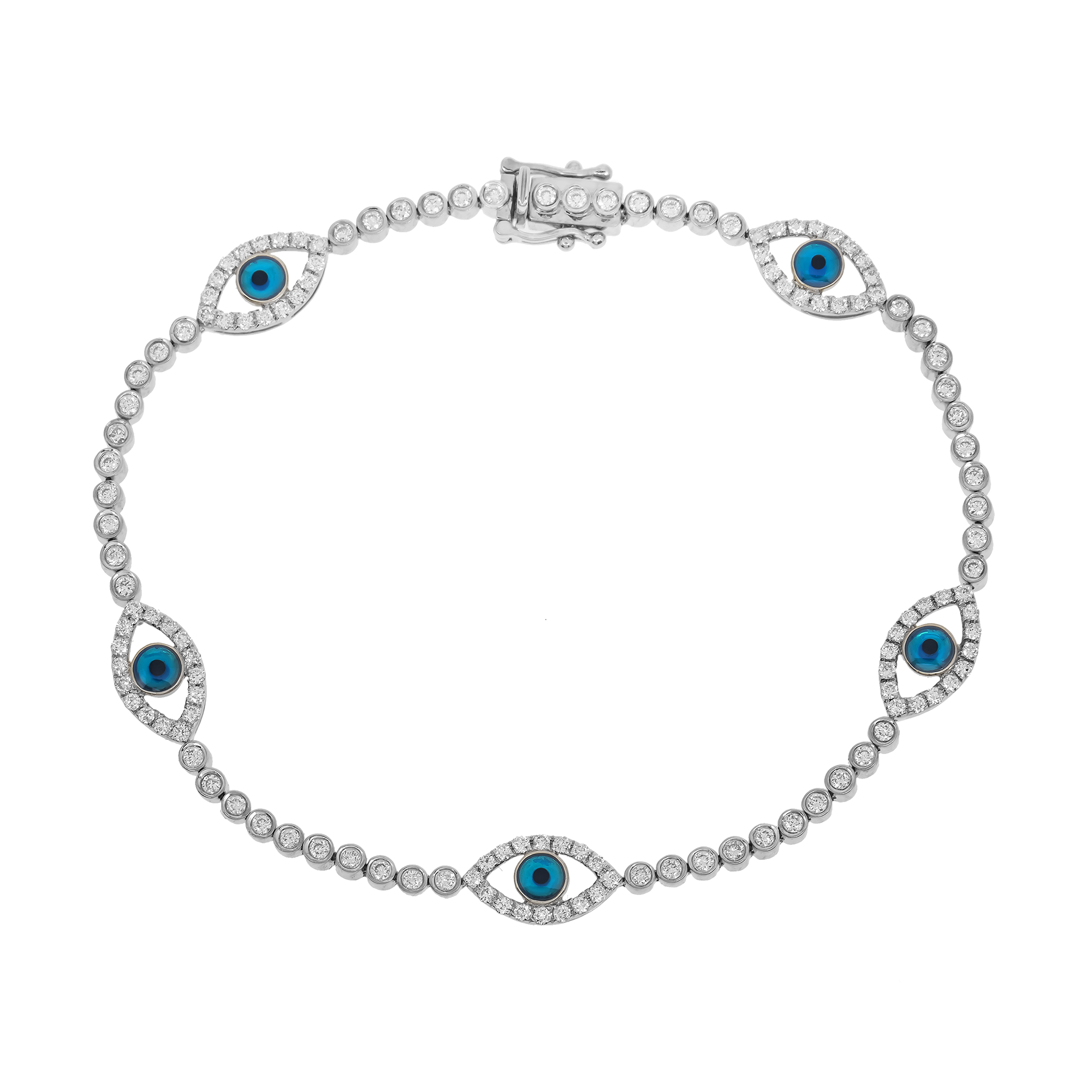 Diamond Evil Eye Bracelet, 14K White Gold 4.75ct