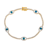 Diamond Evil Eye Bracelet, 14K Yellow Gold 4.75ct