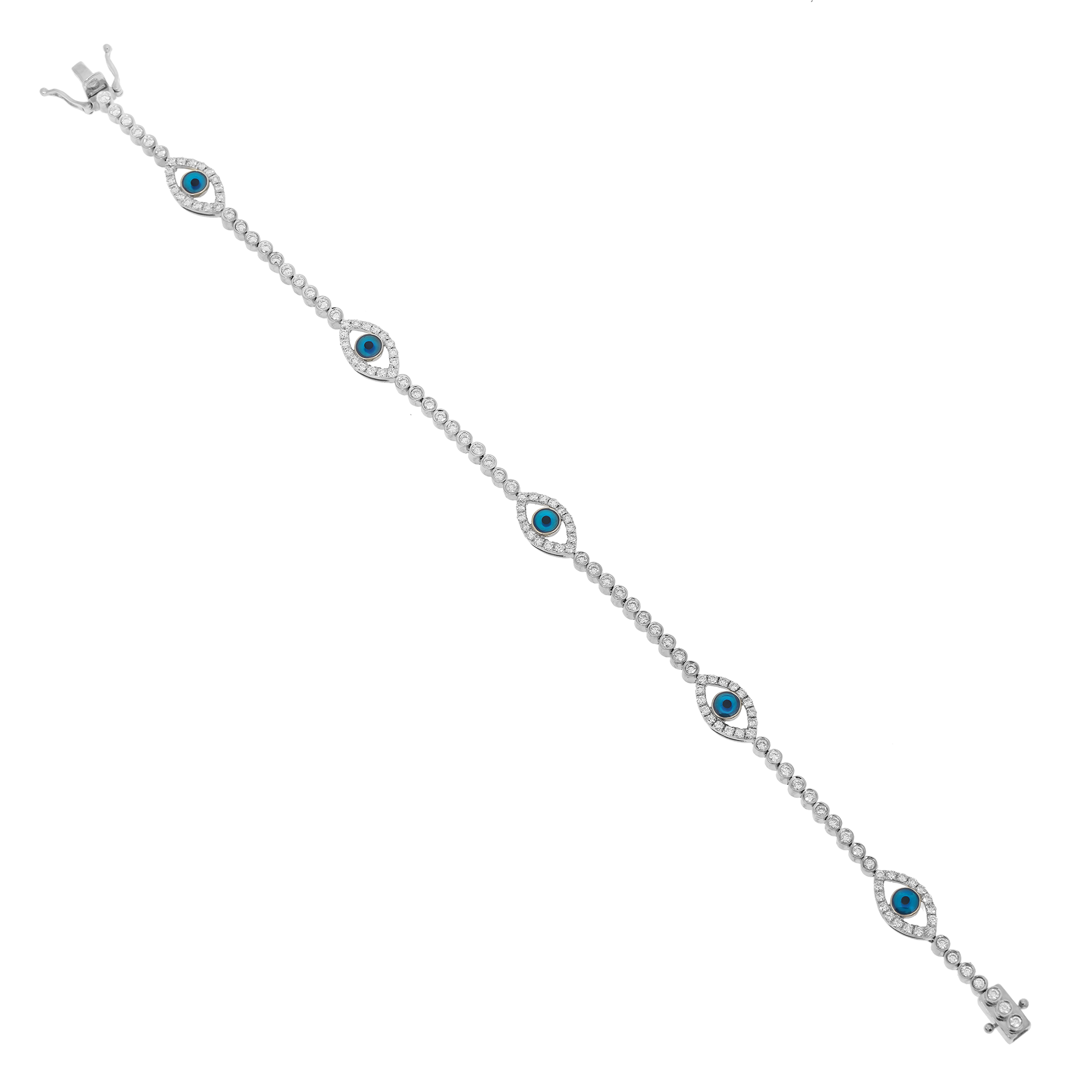 Diamond Evil Eye Bracelet, 14K White Gold 4.75ct