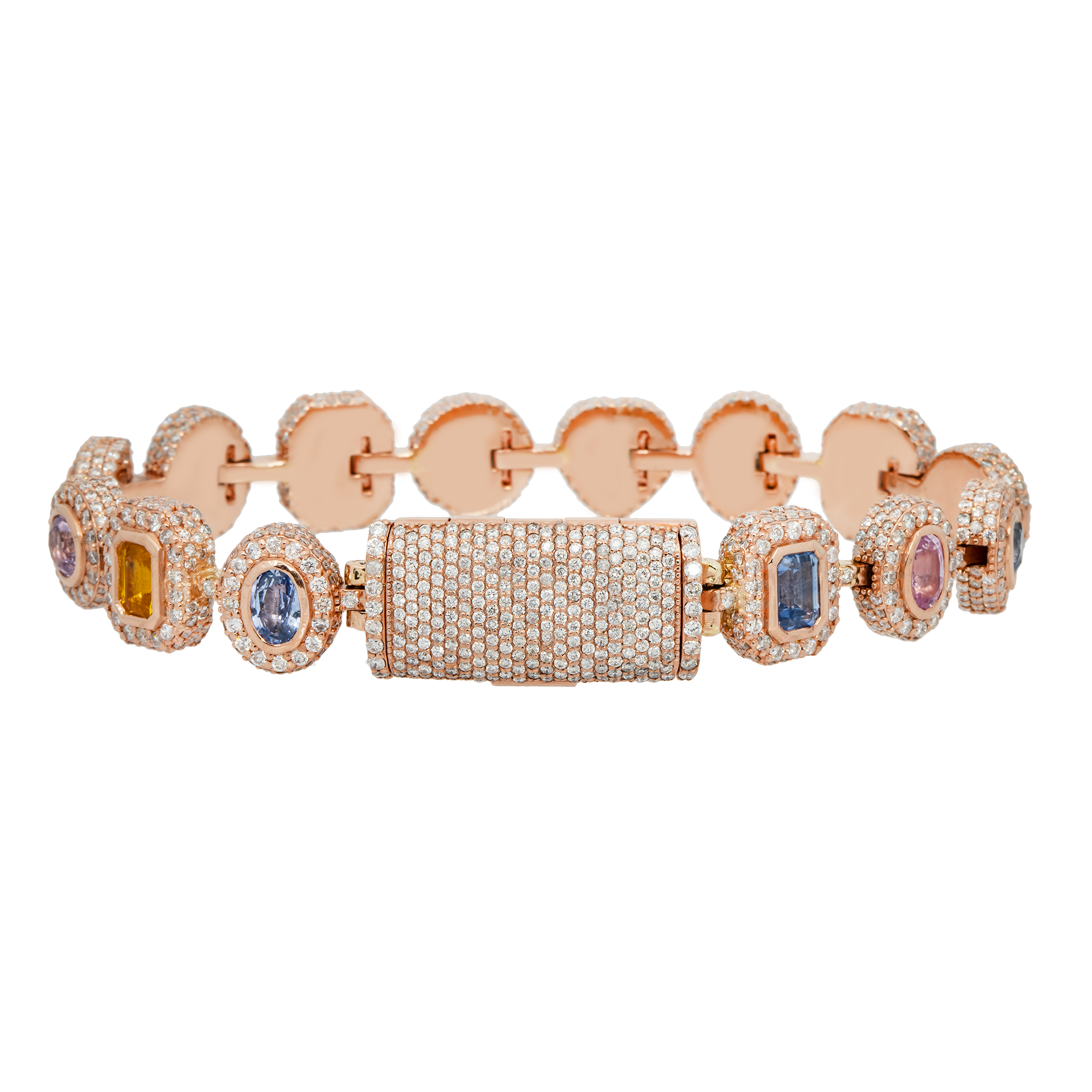 Diamond Multishaped Colored Bracelet, 10K Rose Gold view 2