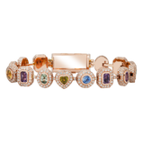 Diamond Multishaped Colored Bracelet, 10K Rose Gold