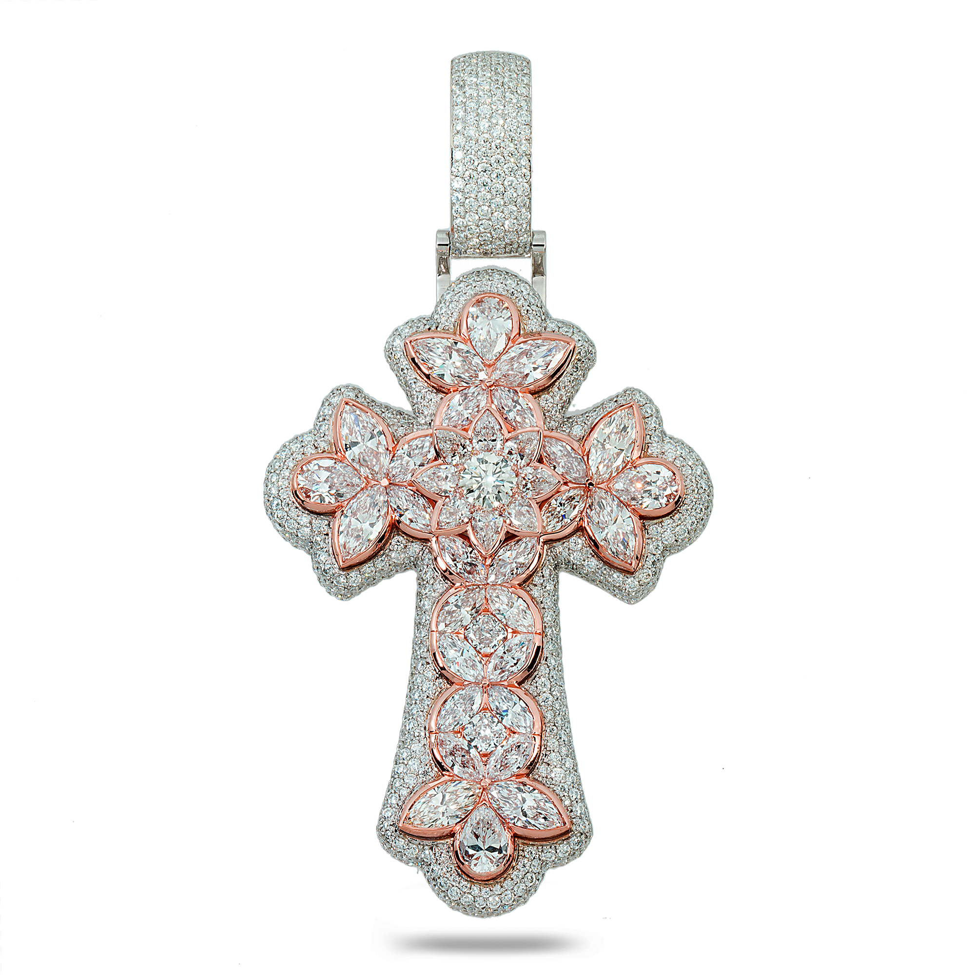 Diamond Marquise Flower Cross