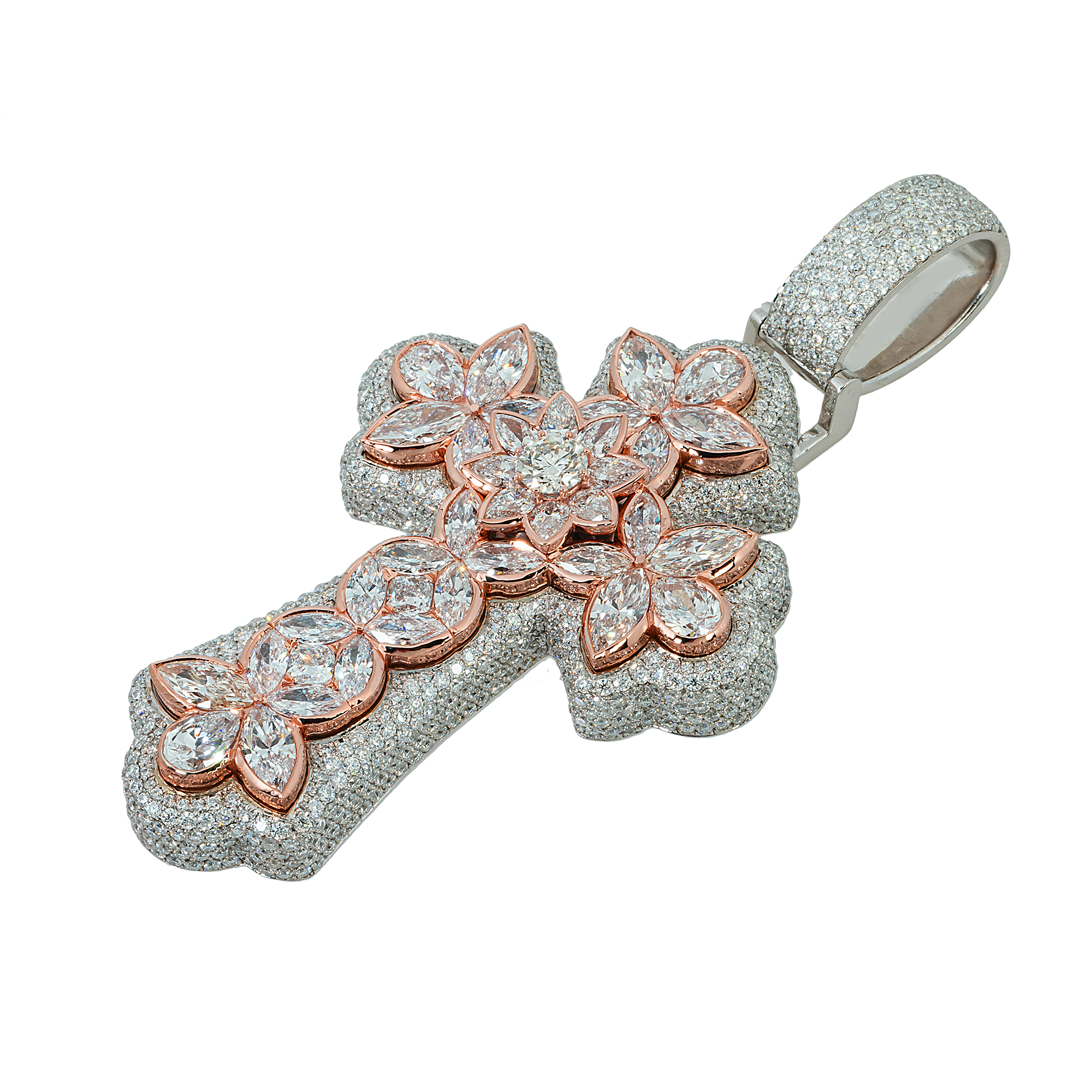 Diamond Marquise Flower Cross view 2
