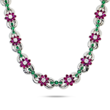 Diamond Infinity Flower Necklace, 14K White Gold 11.91ct