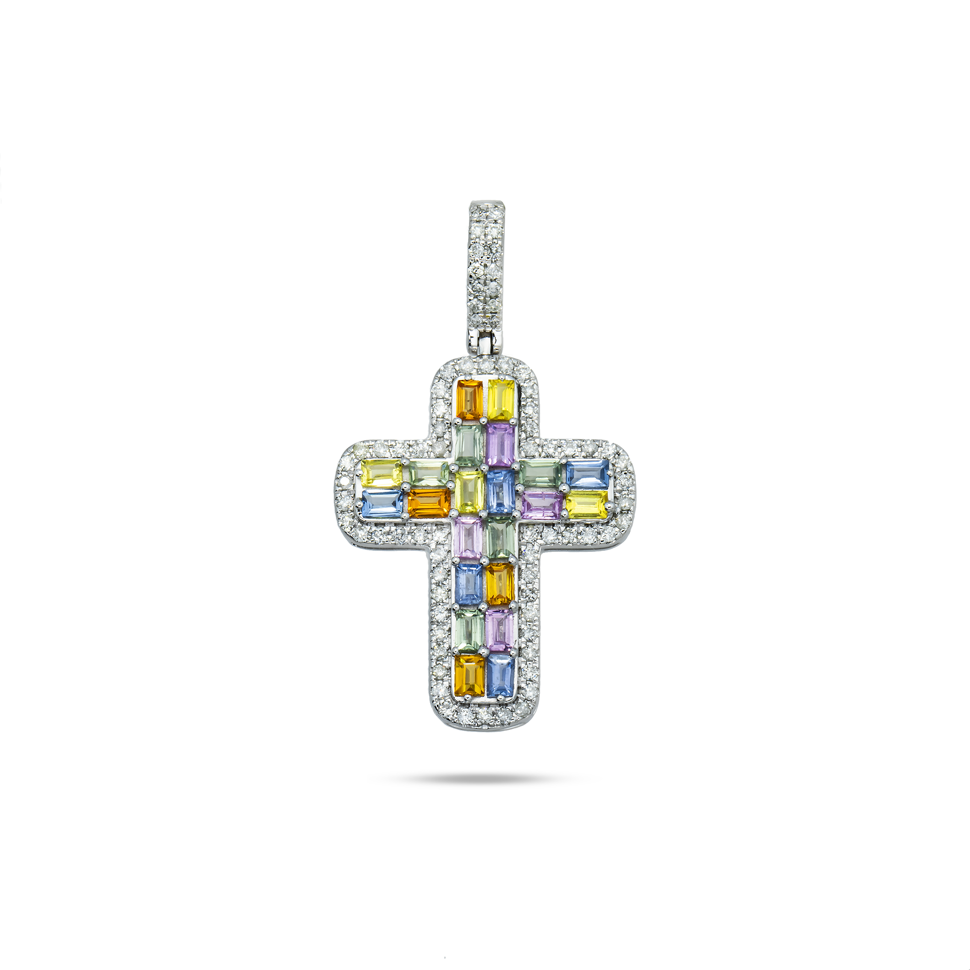 Colored Gem Stone Pendant, 14K White Gold 0.51ct