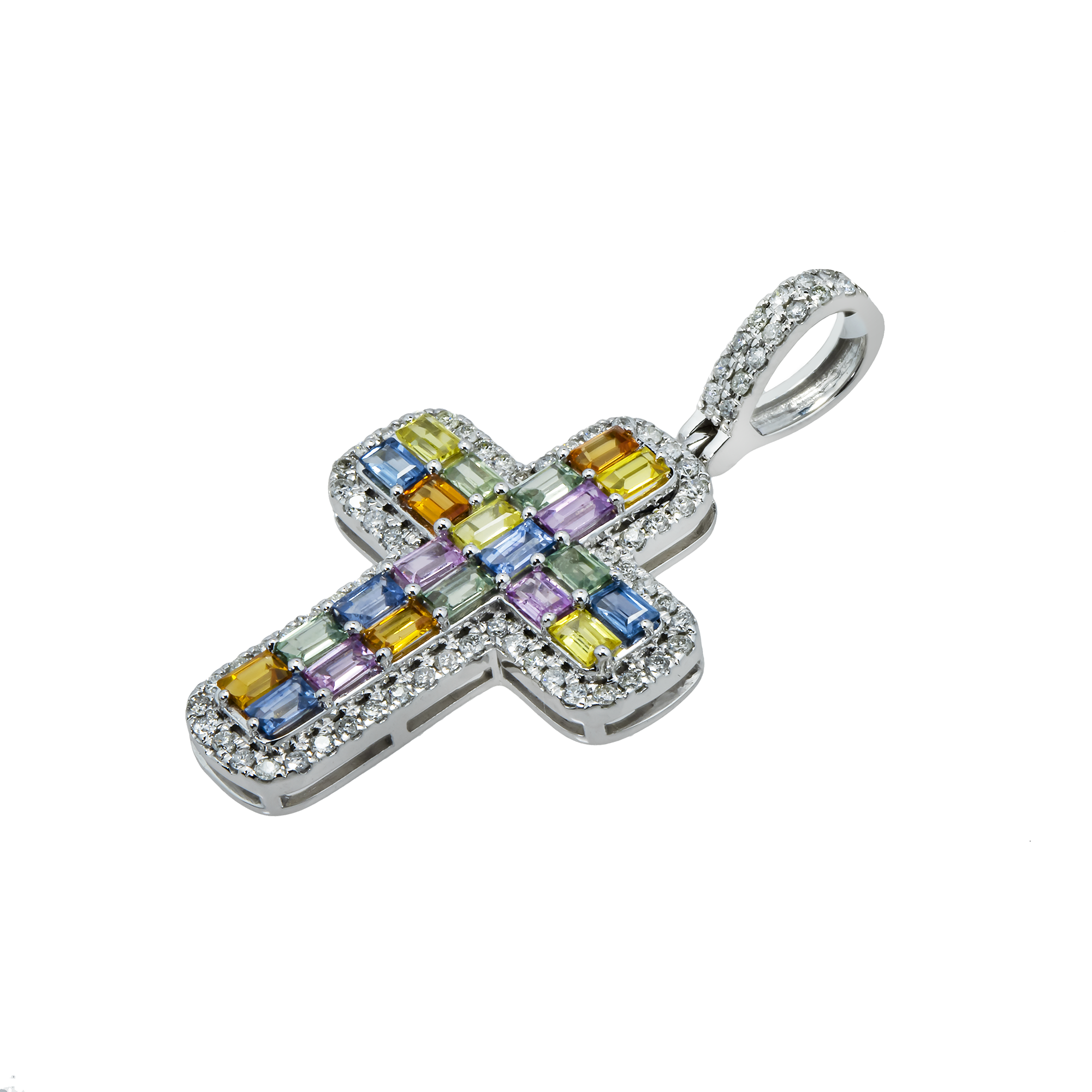 Colored Gem Stone Pendant, 14K White Gold 0.51ct view 2