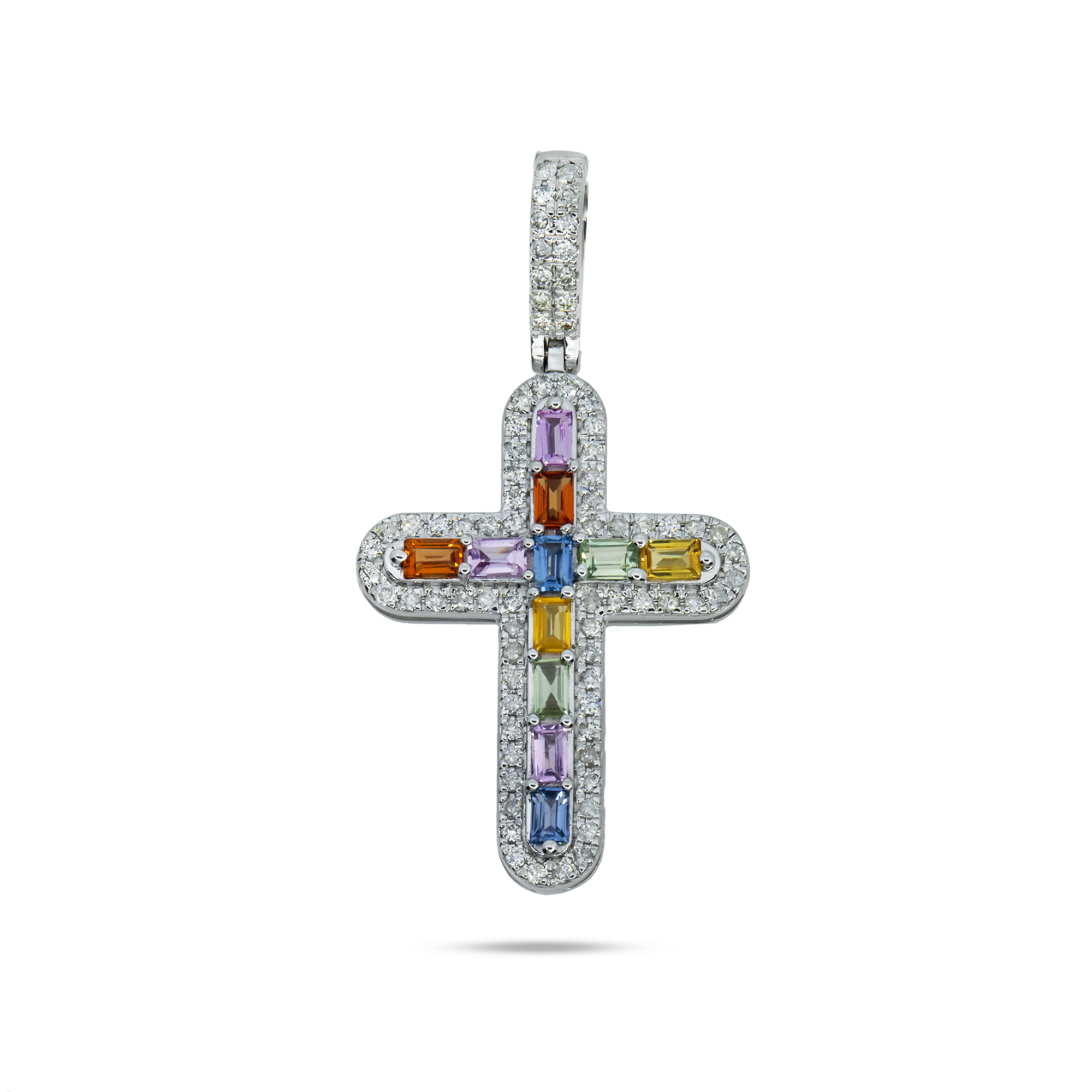 Colored Gem Stone Pendant, 14K White Gold 0.47ct
