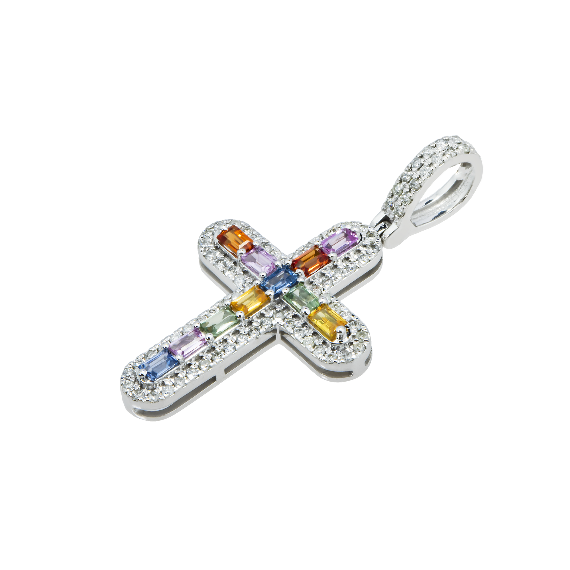 Colored Gem Stone Pendant, 14K White Gold 0.47ct view 2