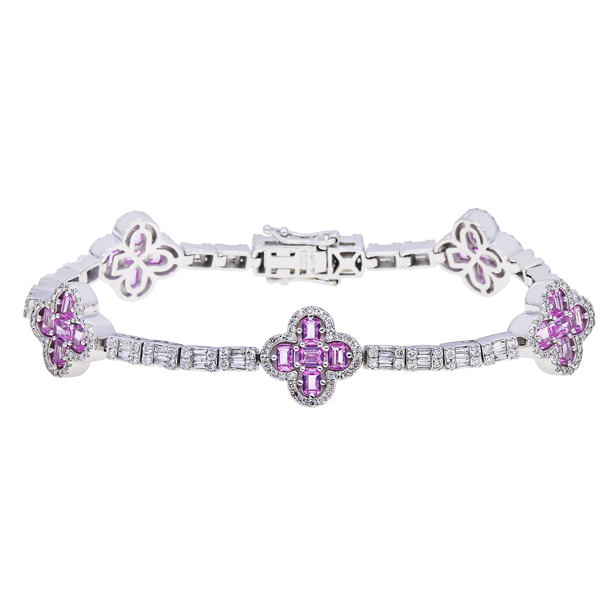 Diamond Clover Bracelet, 14K White Gold (2 of 3)