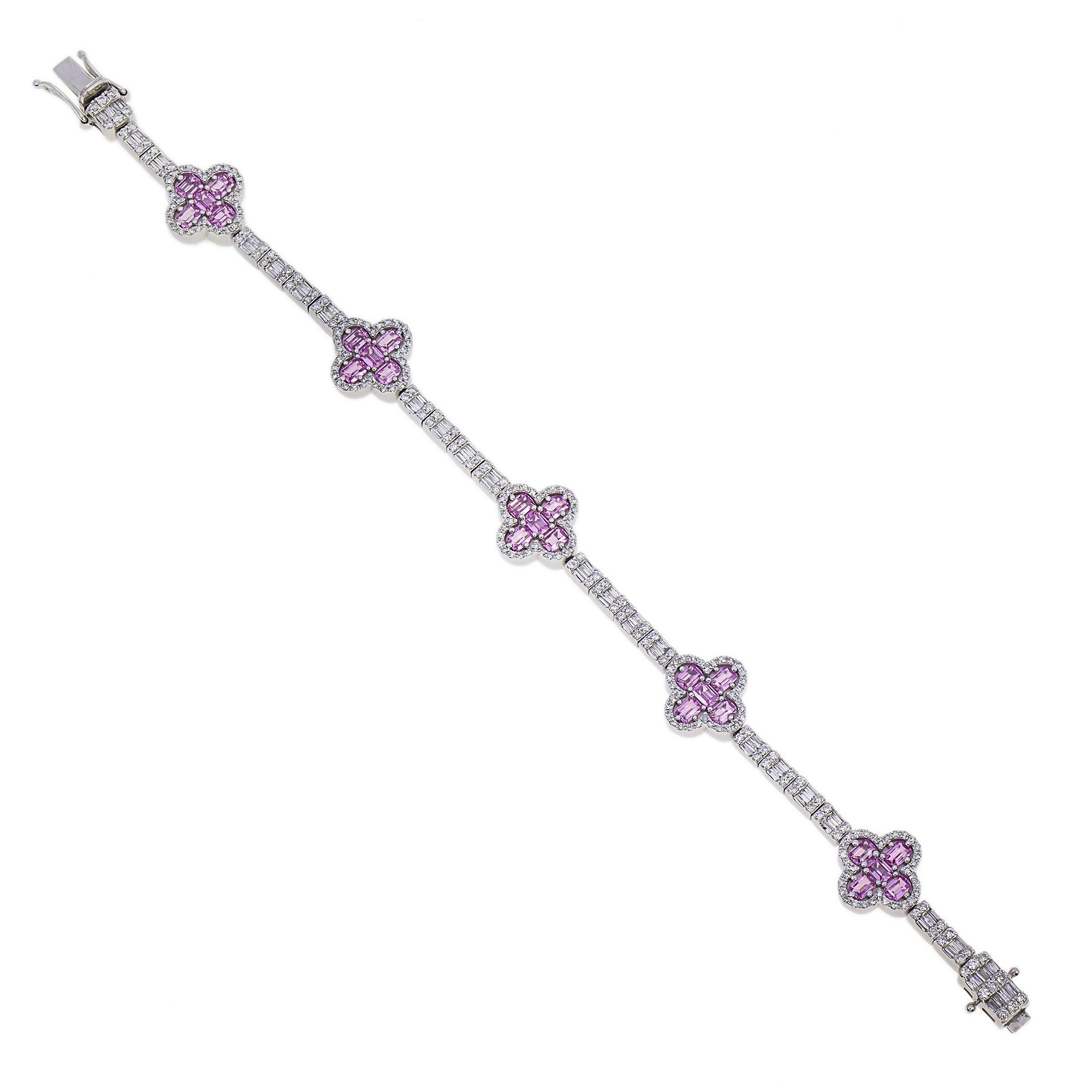 Diamond Clover Bracelet, 14K White Gold (2 of 3) view 2