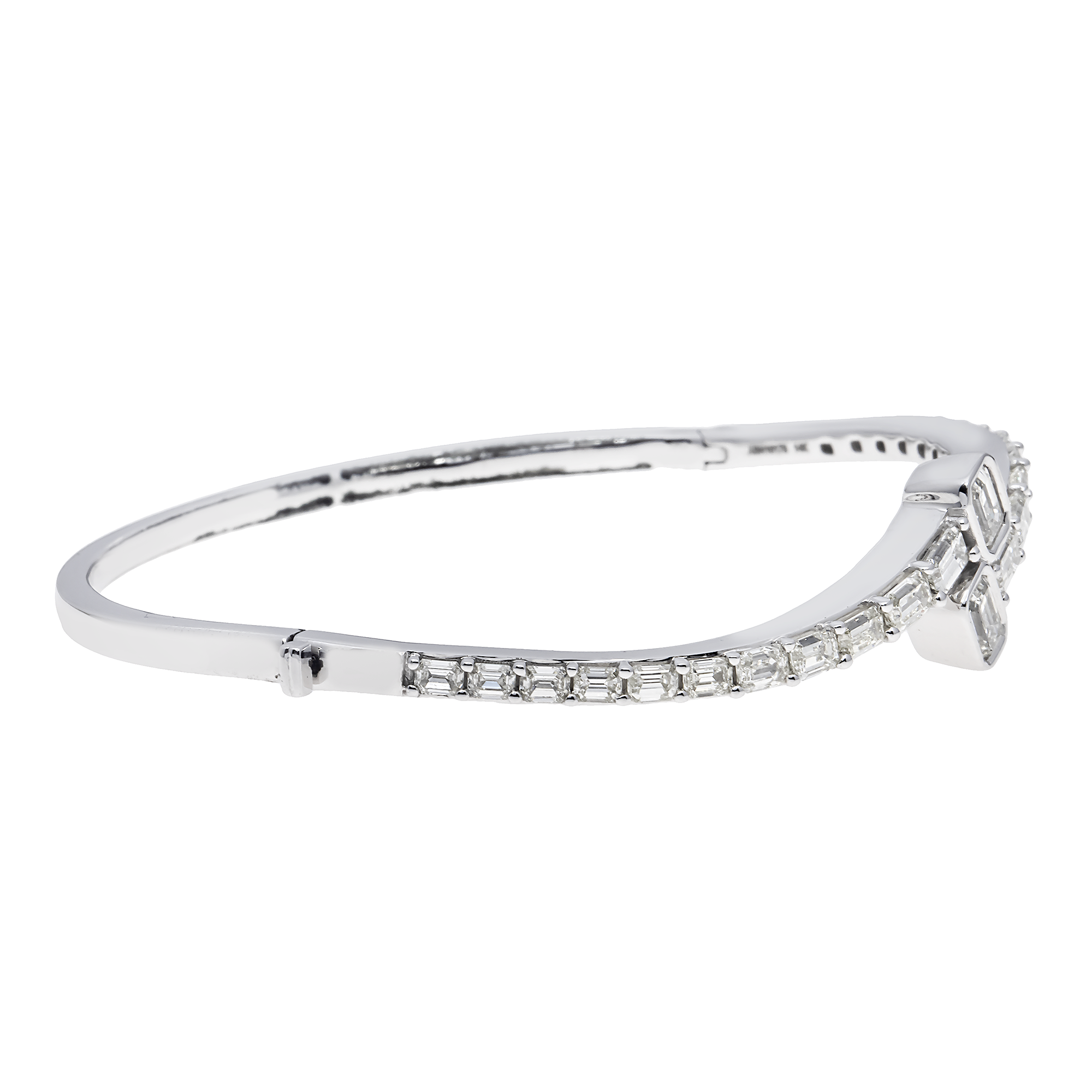 Emerald Cut Diamond Bangle view 2