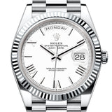 Rolex Day-Date 40 Platinum White Dial Fluted Bezel President Bracelet – 228236WHT